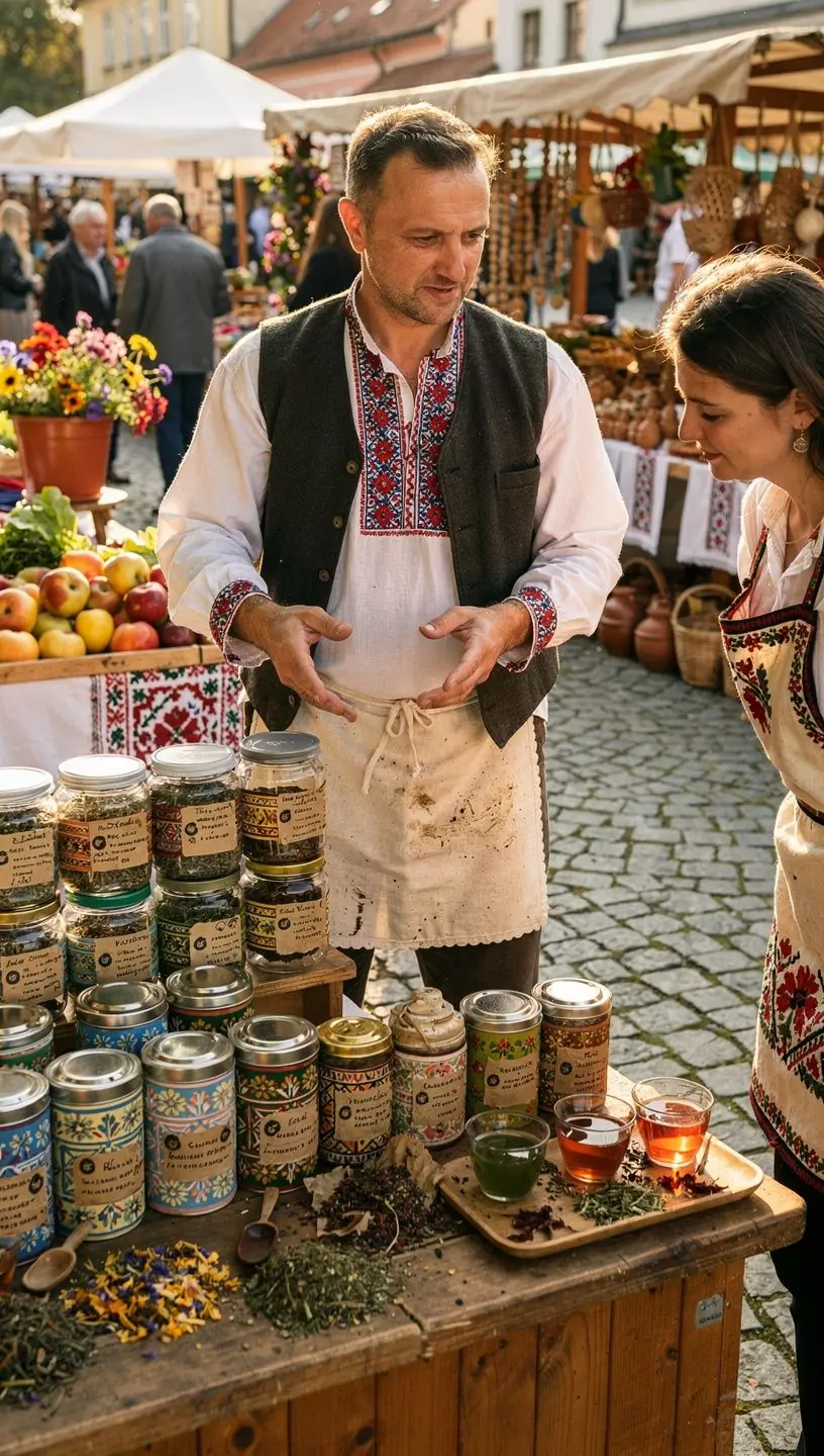 Ručne zbierané bylinky pripravené na čaj v slnečnom záhrade.